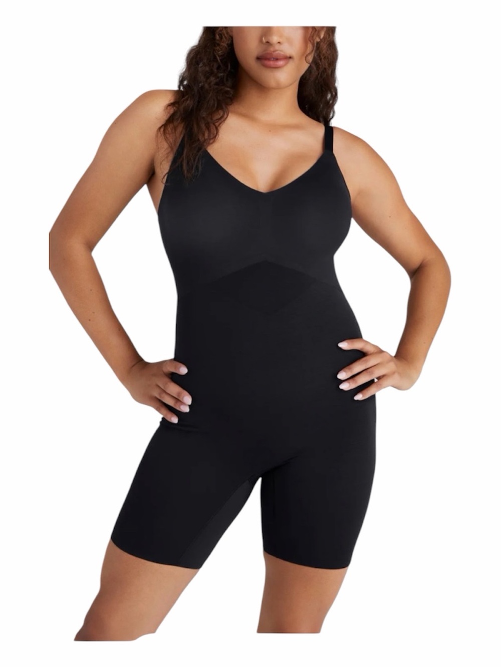 NWT Honeylove Low-Back Mid Thigh Bodysuit Black Size 2X